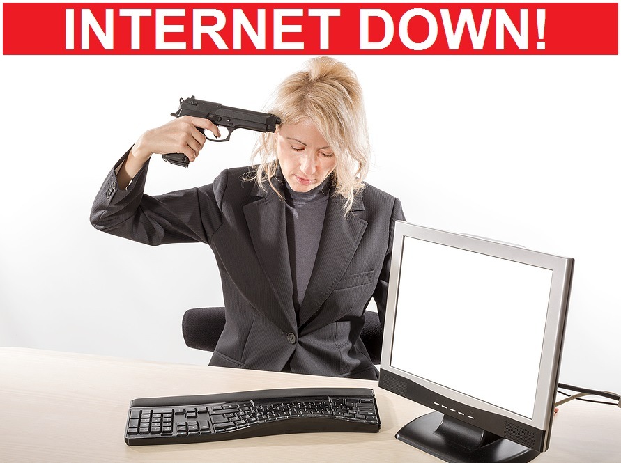 Business woman suiciding with a gun in her office at her desk. with blank computer screen. white background.