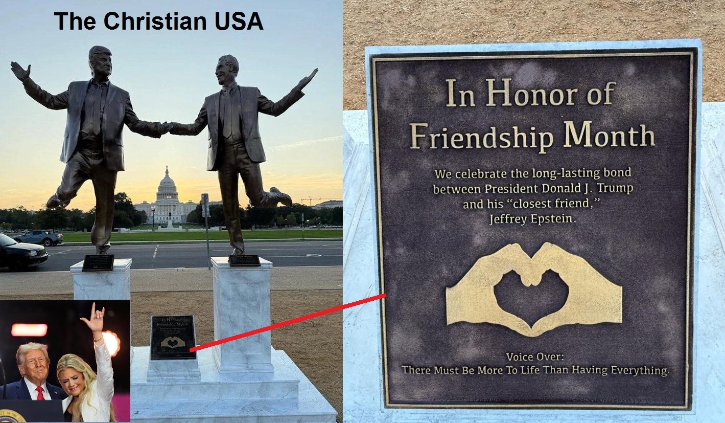Trump and Epstein Statue in D.C. with Plaque with Erika Kirk
