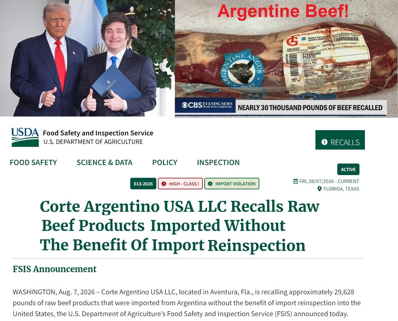 President Donald Trump Agrees to Import Cheap Argentine Beef